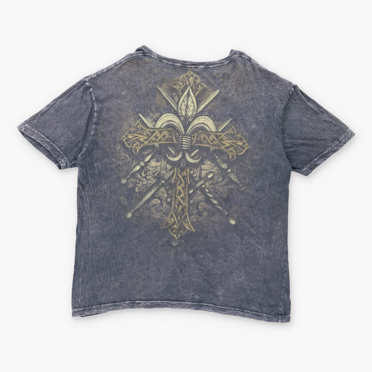 ELITE MMA Y2K Skull Grunge Yellow & Grey Faded Vintage T-Shirt (XXL) Vintage Sole Melbourne