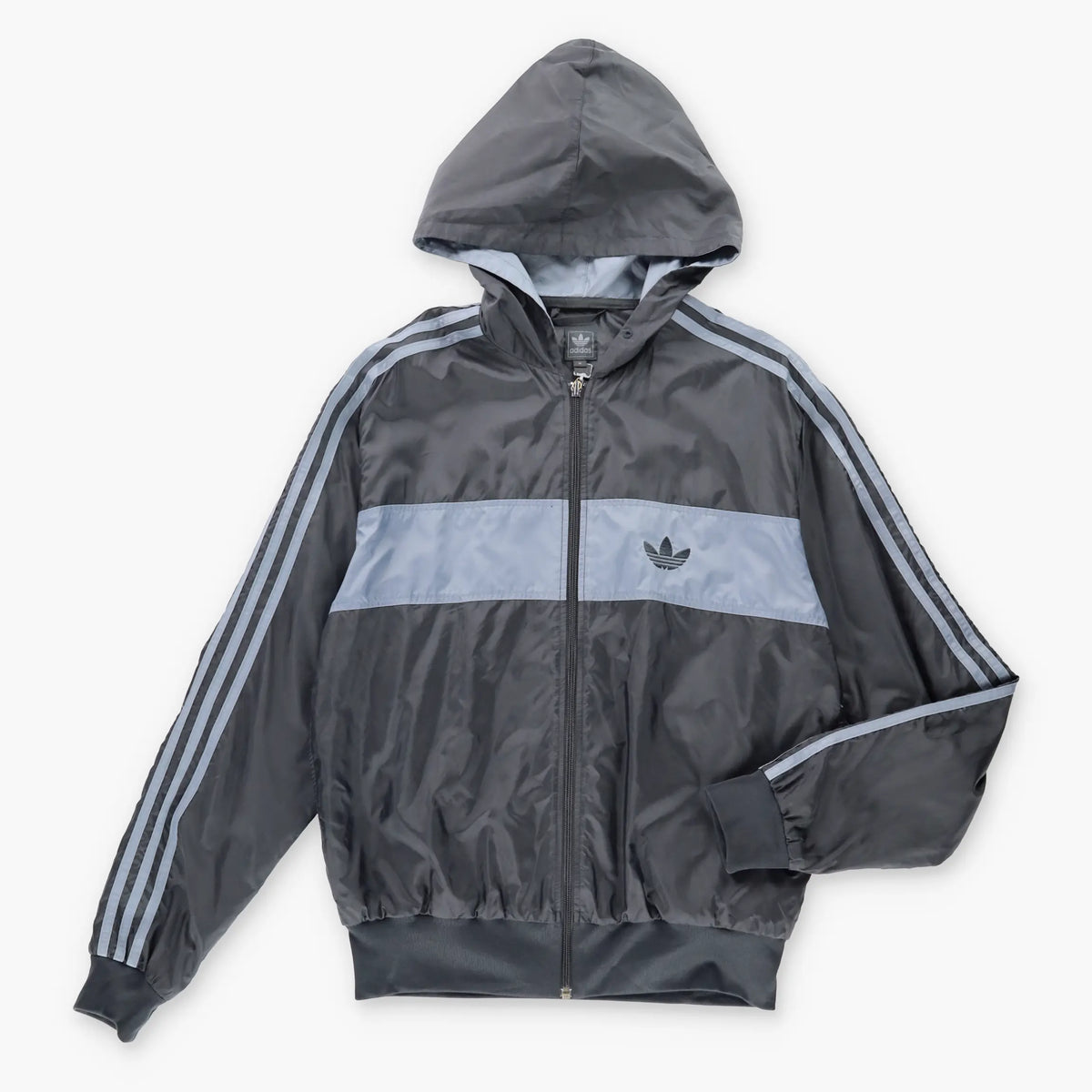 Vintage ADIDAS Embroidered Logo Grey & Black Windbreaker Jacket (M) Vintage Sole Melbourne
