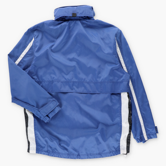 Vintage NIKE Blue & White Embroidered Swoosh Convertible Hood 1/4 Zip Windbreaker (M) Vintage Sole Melbourne