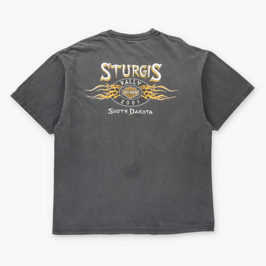 Vintage 2001 HARLEY DAVIDSON 61st Sturgis Black Hills Rally South Dakota Faded Black T-Shirt (XL)