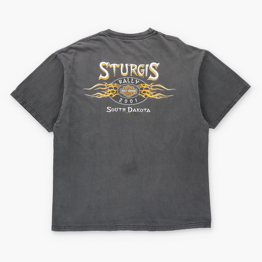 Vintage 2001 HARLEY DAVIDSON 61st Sturgis Black Hills Rally South Dakota Faded Black T-Shirt (XL) Vintage Sole Melbourne