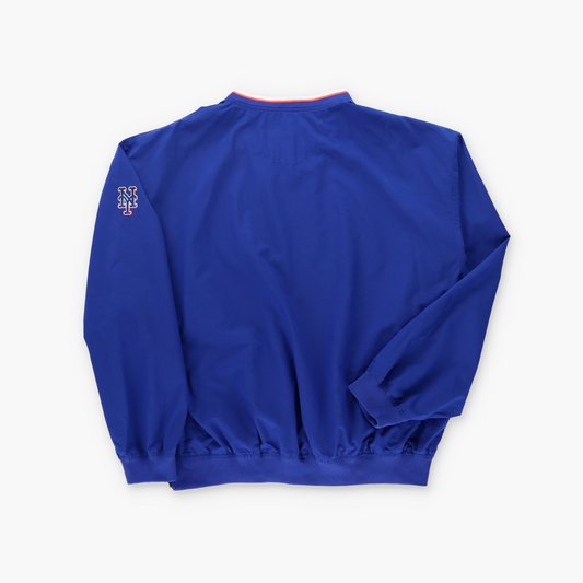 NIKE Team MLB New York Mets Embroidered Spell Out Windbreaker Pop Over (L)