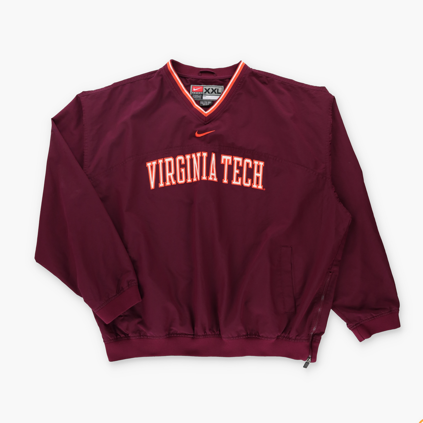 NIKE Team Virginia Tech Football Embroidered Maroon & Orange Windbreaker Pullover (XXL)