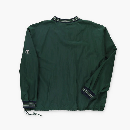 CHAMPION Green & Silver Embroidered Spell Out Windbreaker Pop Over (XL-XXL) Vintage Sole Melbourne