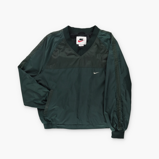 NIKE Embroidered Swoosh Logo Green & White Pop Over Windbreaker (M)