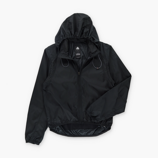 NIKE ACG 3 Black 'Clima-Fit' Lightweight Removable Sleeve & Hood Windbreaker Jacket (S-M)