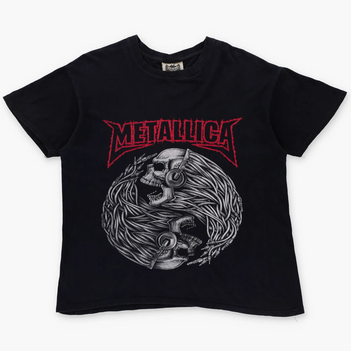 Metallica Skull & Headphones Metal Music Black & Red Band Tee (L) Vintage Sole Melbourne