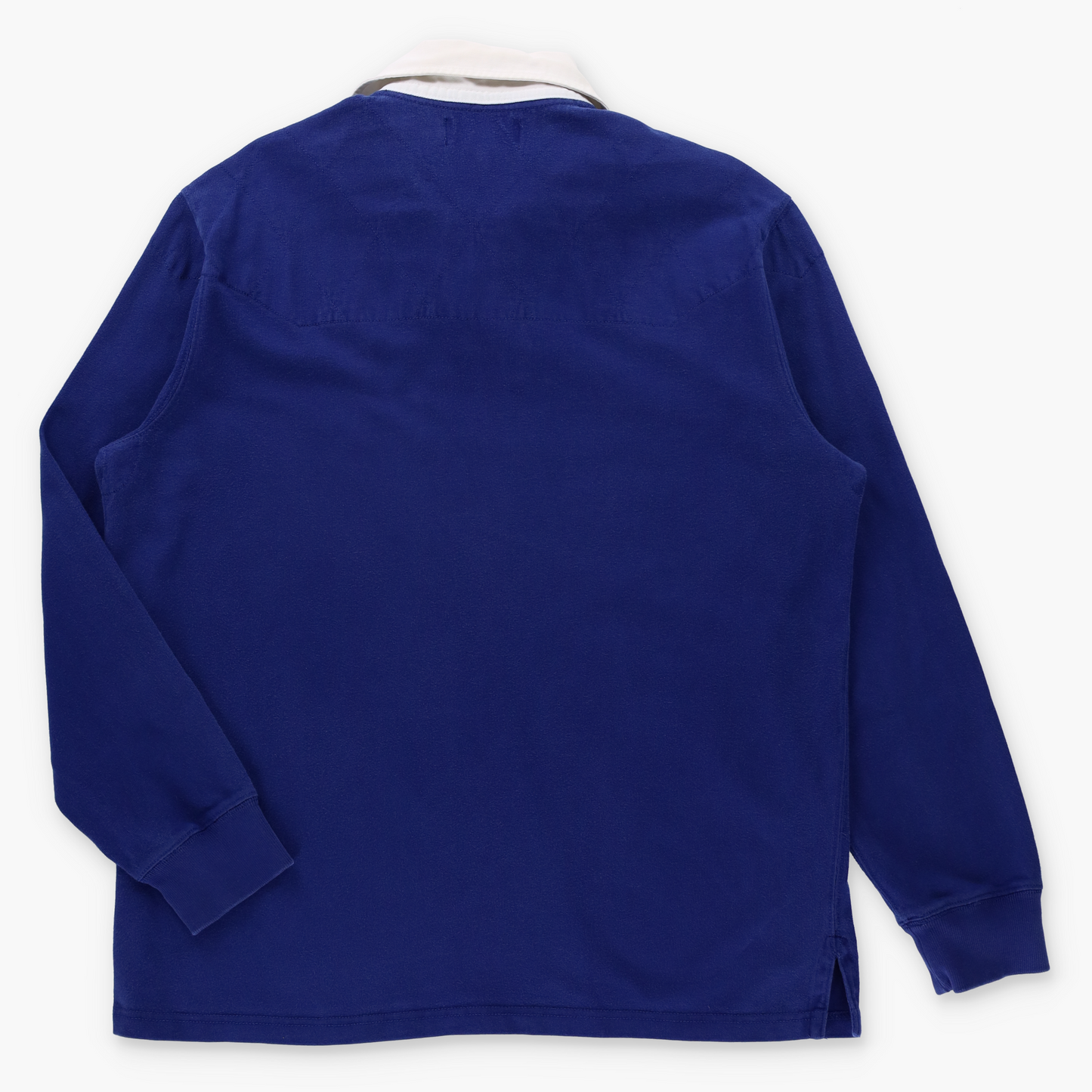 RALPH LAUREN POLO Blue & Orange Embroidered Logo Rugby Jumper (M-L)