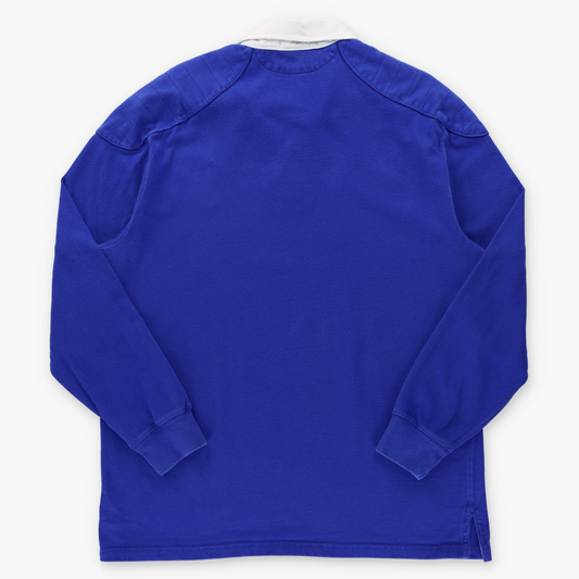 RALPH LAUREN POLO Bright Blue & Red Embroidered Big Pony Rugby Sweatshirt (M-L)