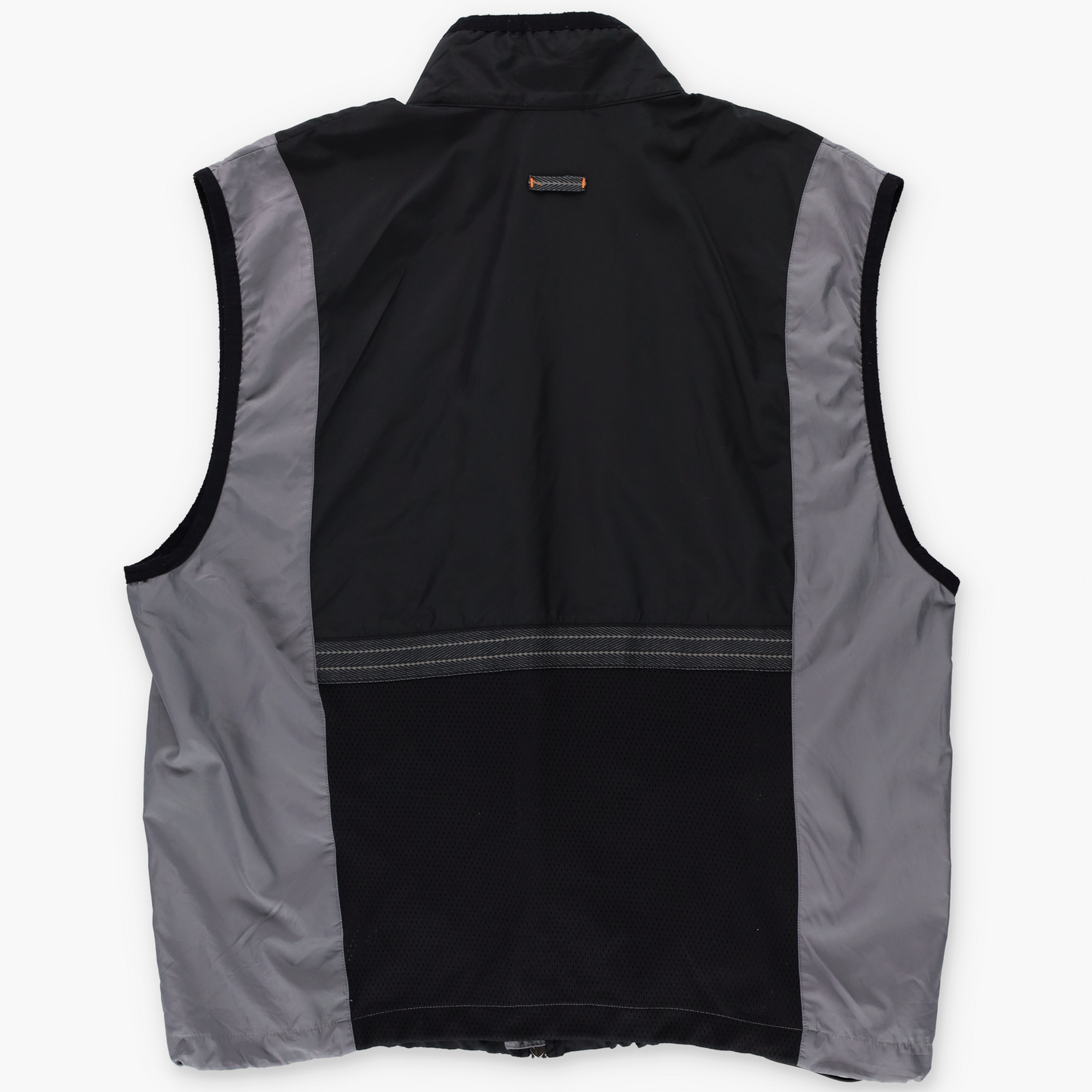 NIKE Black & Grey Reflective Strip Full Zip Convertible Windbreaker Vest (L-XL)