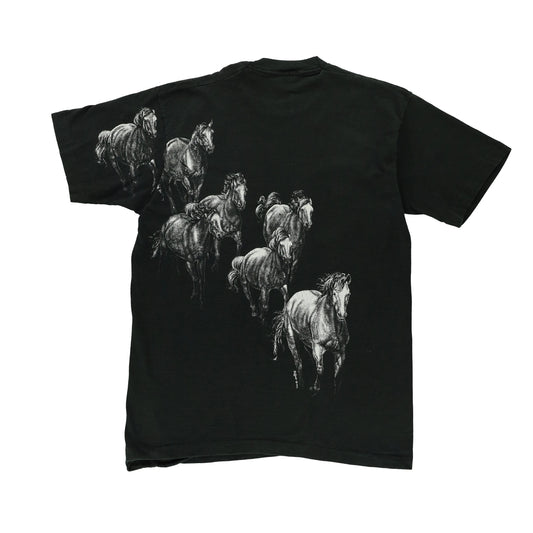 Buffalo Remington Park 'USA Made' All Over Horse Print Cotton T-Shirt (M-L) Vintage Sole Melbourne