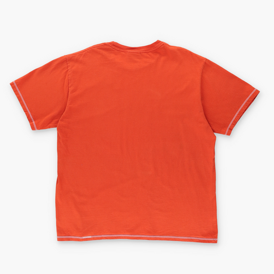 NIKE Spell Out Centre Swoosh Logo Orange Cotton T-Shirt (L)