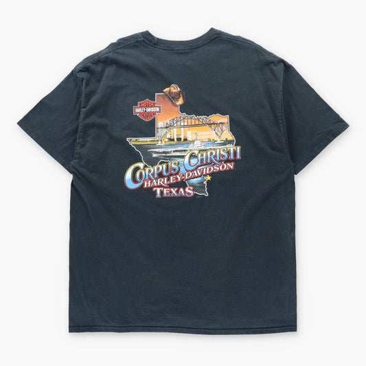HARLEY DAVIDSON Winged Boar Corpus Christi Texas Black Motorcycle Tee (XXL)