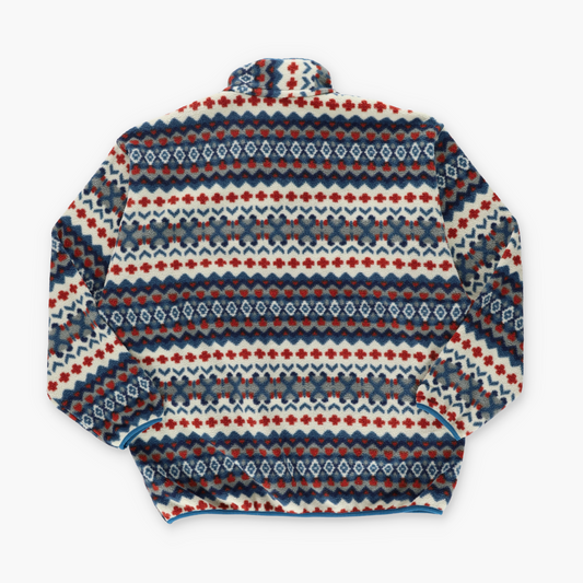PATAGONIA 'Synchilla' Brick Red & Blue Aztec Cliff 1/4 Snap Fleece Sweatshirt (XL-XXL)