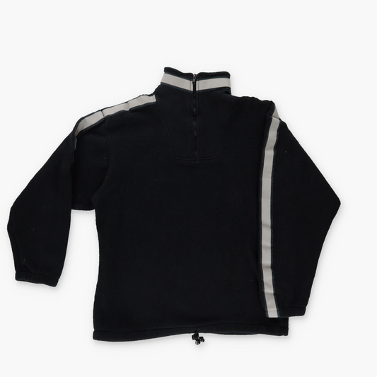Lucky Strike Suzuki Grey Striped Sleeve Black 1/4 Zip Fleece Sweatshirt (M-L)