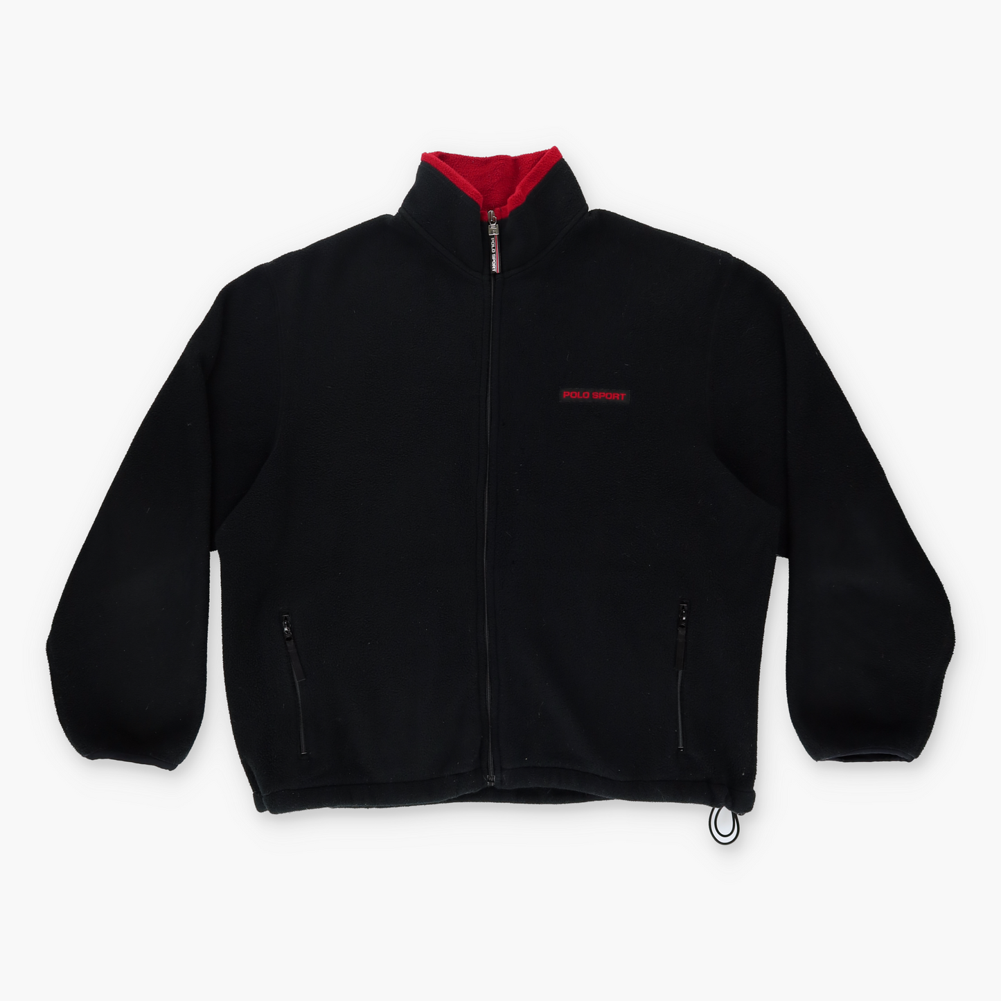 RALPH LAUREN POLO SPORT 90s Black & Red Zip-up Fleece Jacket (XL)