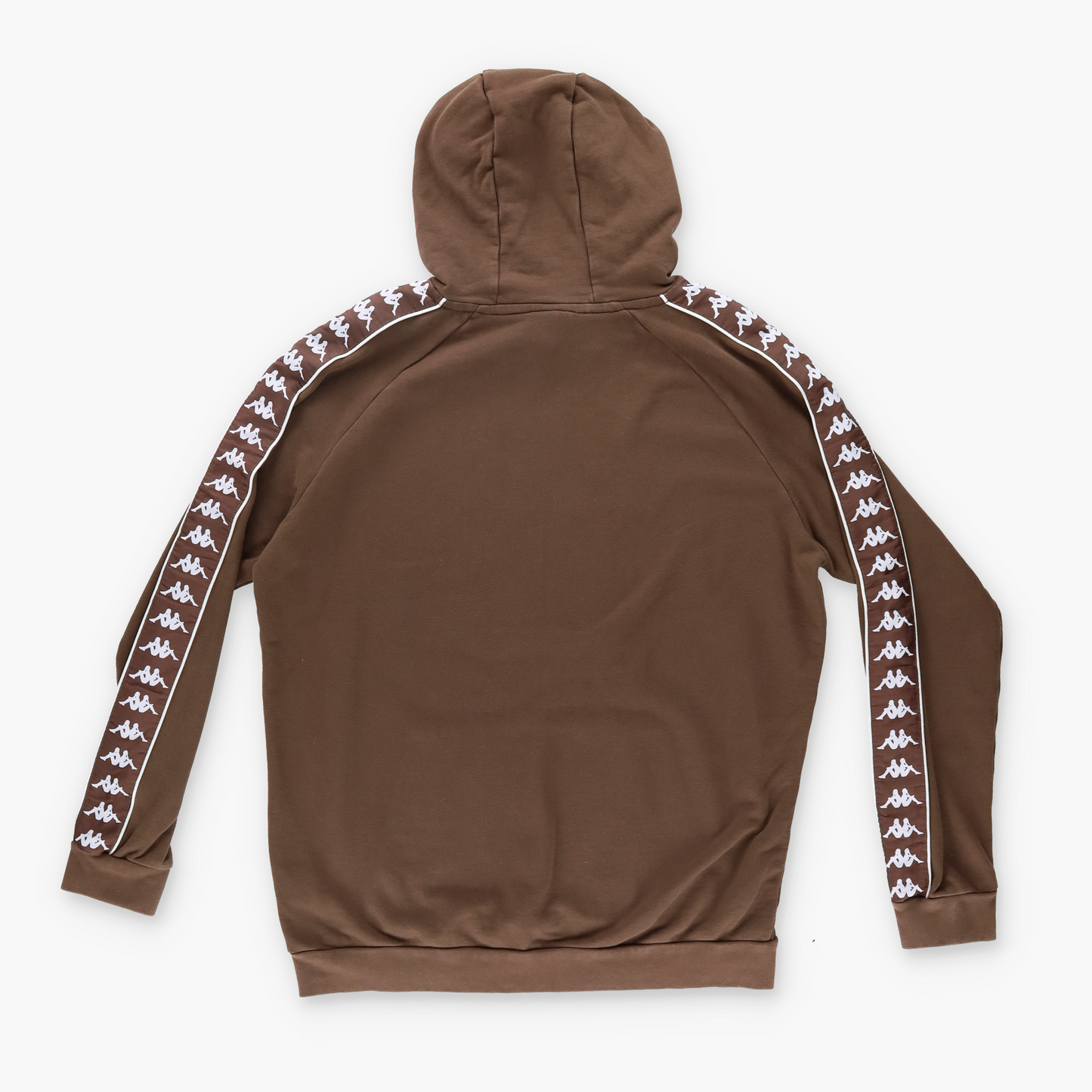 KAPPA Large Logo Striped Logo Sleeve Detailed Brown Hooded Sweatshirt (XL)