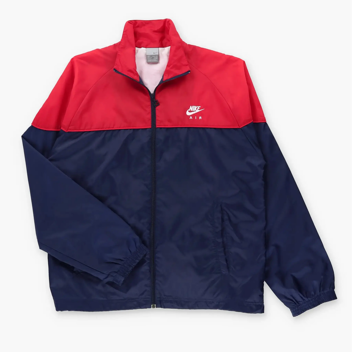 NIKE AIR Red & Navy Colour Block Embroidered Swoosh Logo Windbreaker Jacket (L) Vintage Sole Melbourne