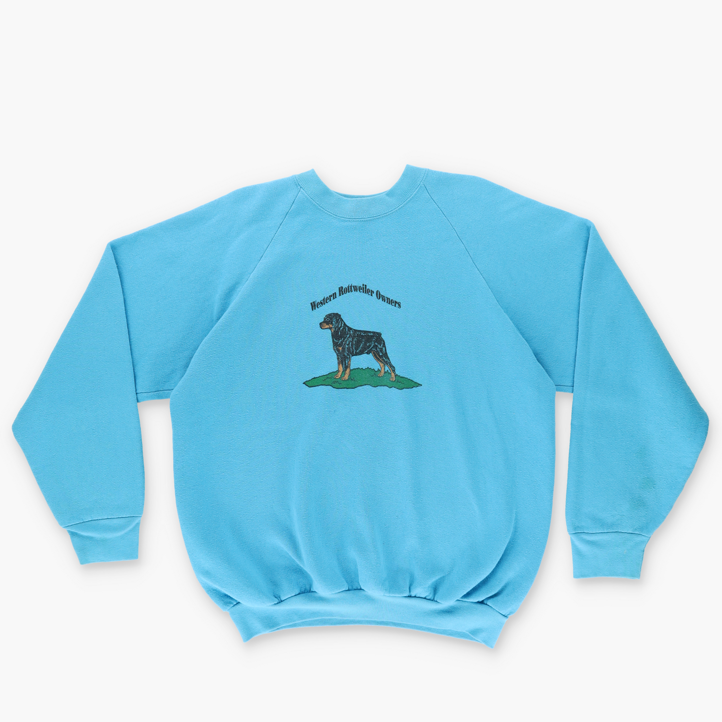 90s USA Made 'Western Rottweiler Owners' Dog Graphic Blue Sweatshirt (L)