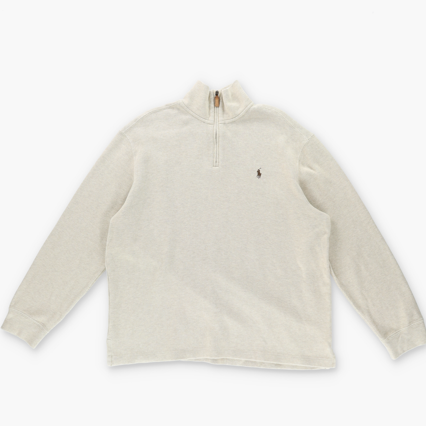 RALPH LAUREN POLO Small Pony Beige Knit 1/4 Zip Sweater (XL)