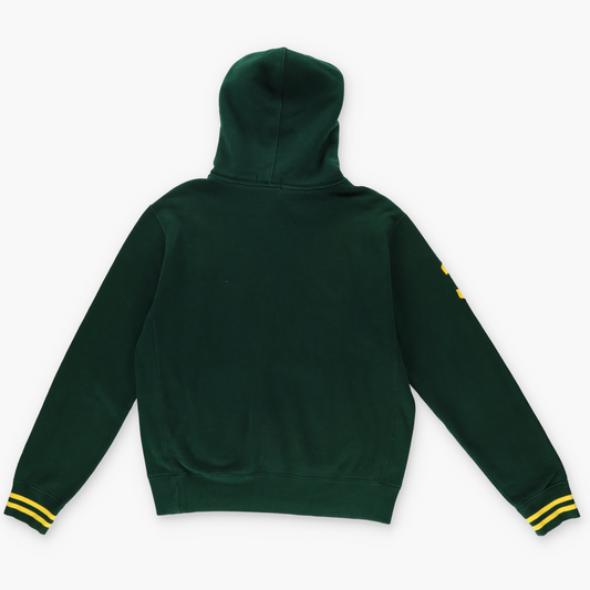 RALPH LAUREN POLO #3 Yellow Embroidered Green Hooded Sweatshirt (M)