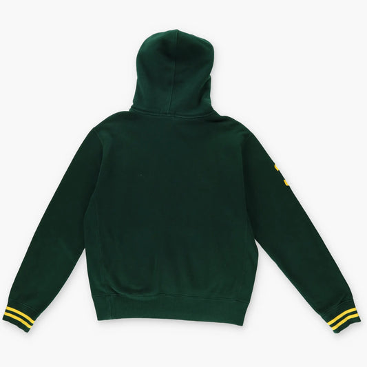 RALPH LAUREN POLO #3 Yellow Embroidered Green Hooded Sweatshirt (M) Vintage Sole Melbourne