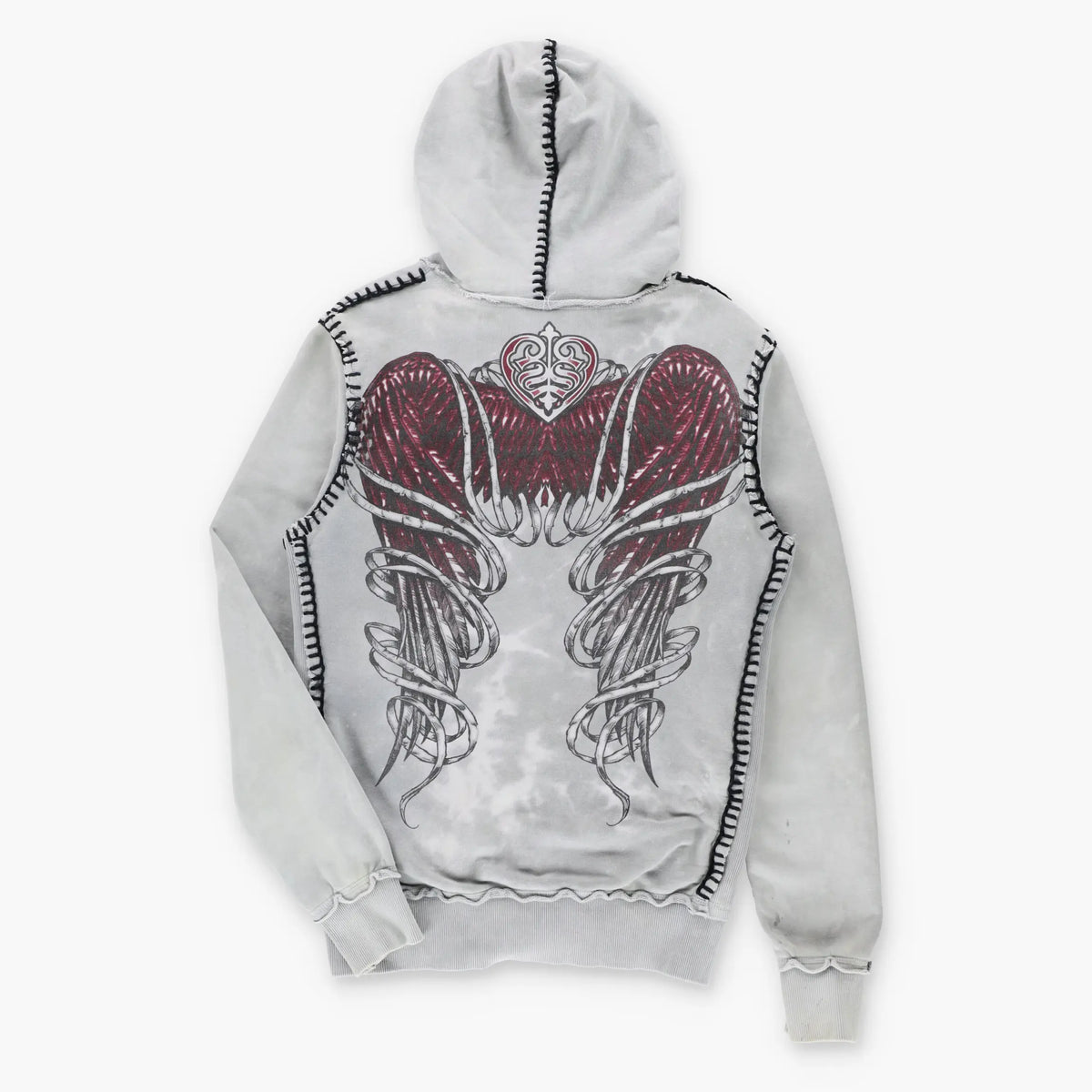 SINFUL AFFLICTION Stitching Detail & Rhinestone Embellished Y2K Full Zip Hoodie Sweatshirt (Women's M) ***COCO Vintage Sole Melbourne