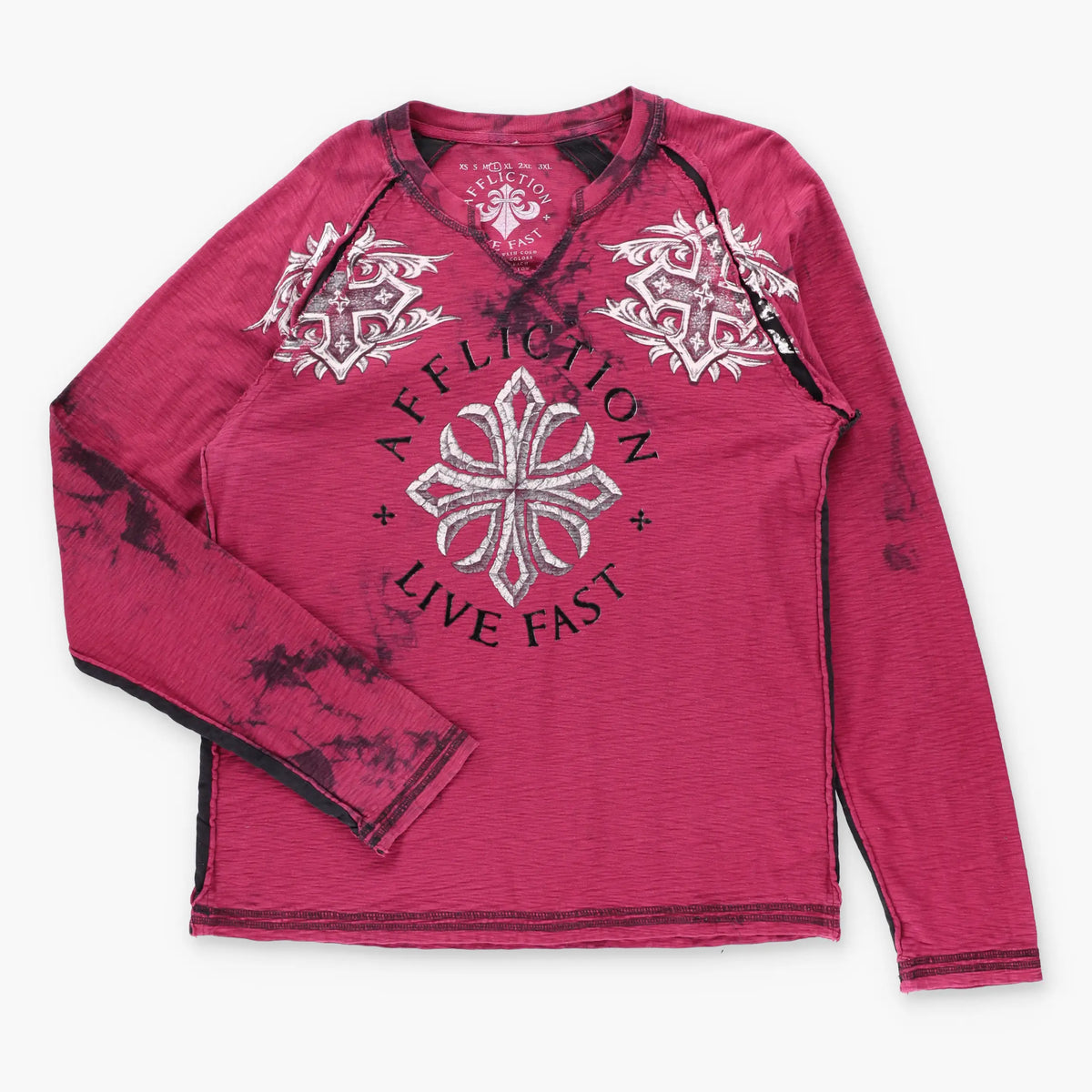AFFLICTION "Live Fast" Vintage Y2K Red USA Made Long Sleeve Tee (L)