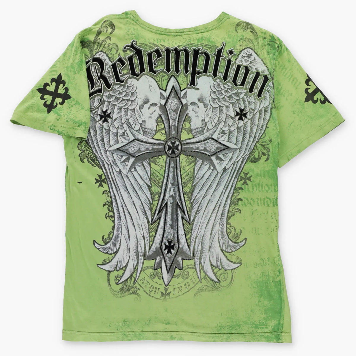 Vintage RAW STATE Premium "Redemption" Velvet Detail Green Y2K T-Shirt (L TALL)