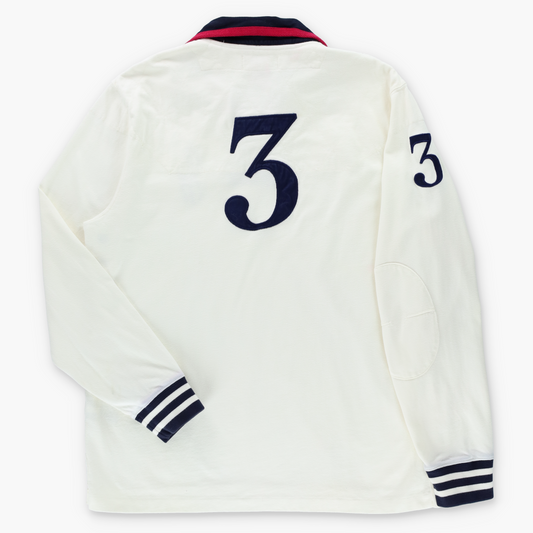 RALPH LAUREN POLO Custom Fit Embroidered Big Pony Colour Block Collar Rugby Jumper (L)