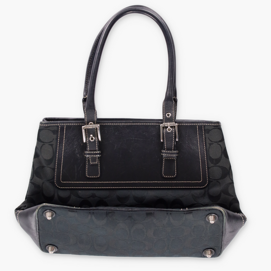 COACH F11220 Hampton Signature Black Shoulder Bag