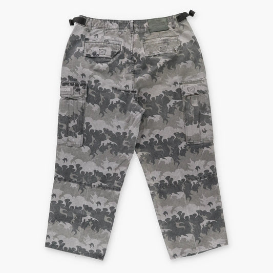 HARLEY DAVIDSON Y2K Embroidered Flame Camouflage Buckle Cargo Pants (38 x 32) - Vintage Sole Melbourne