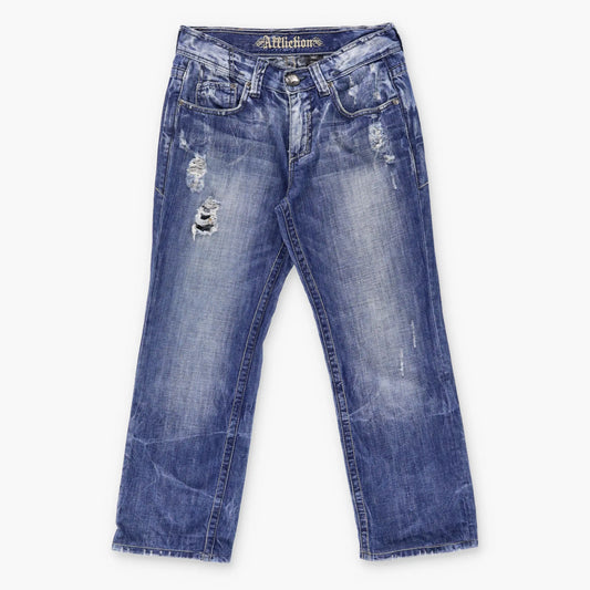 AFFLICTION Y2K Cross Embroidered Pockets Distressed Jeans (32 x 32) - Vintage Sole Melbourne