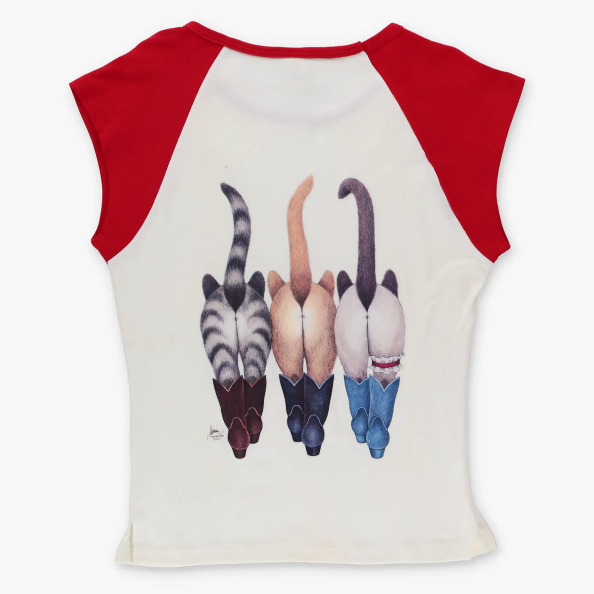 Vintage Bob Harrison Western Cats Cheeky Front Back Ringer Baby Tee (M-L)