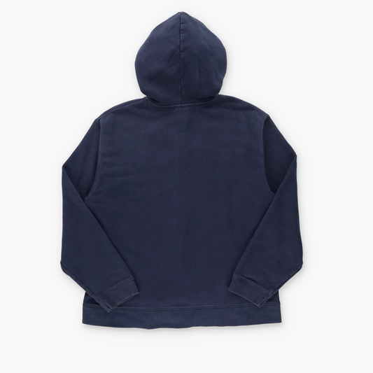 TIMBERLAND Navy & Tan Spell Out Hoodie Sweatshirt (L)