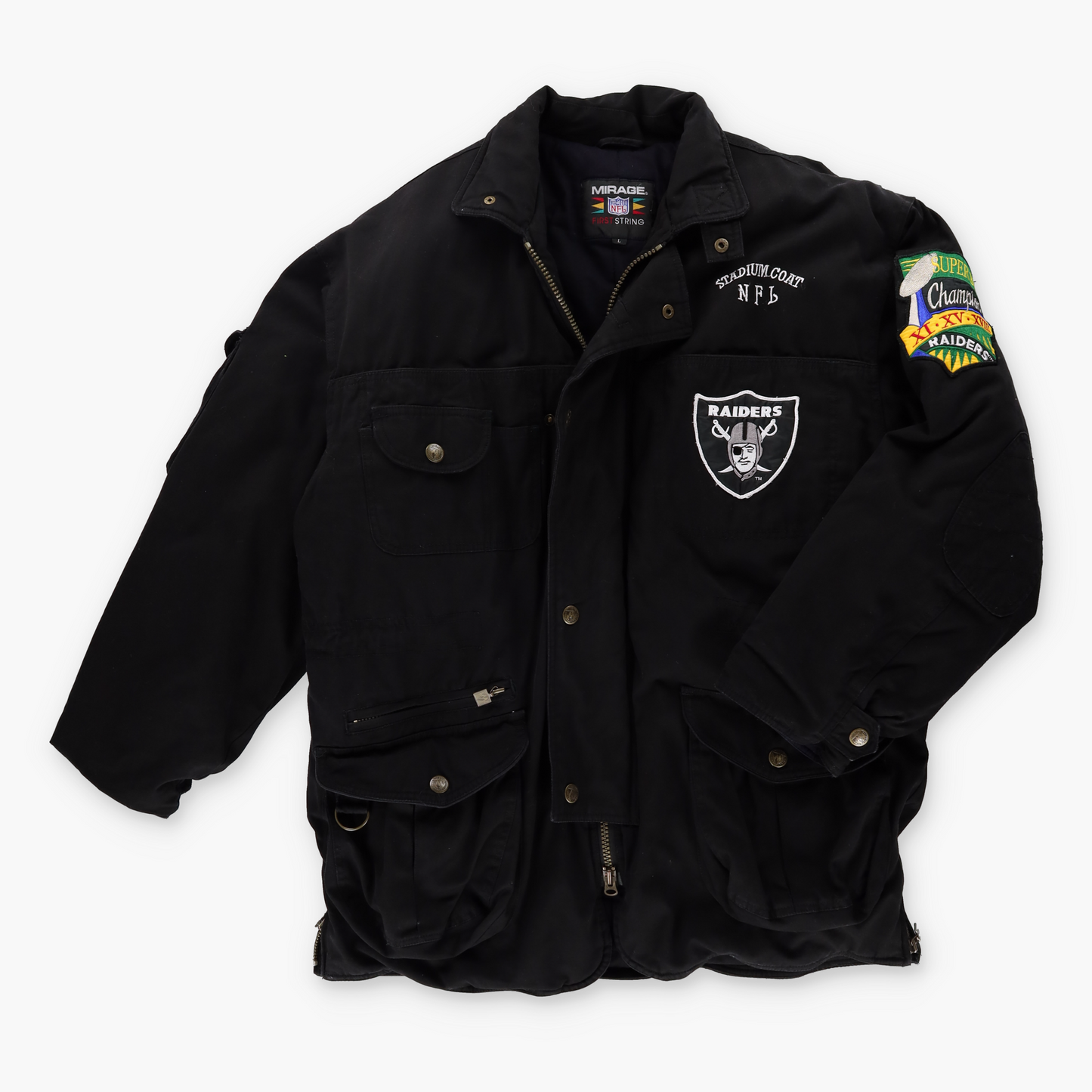 LAS VEGAS RAIDERS NFL Embroidered Black Football Jacket (L-XL)