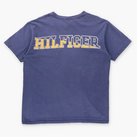 Vintage TOMMY HILFIGER Varsity USA Made Navy Blue Tee (L-XL) ***COCO Vintage Sole Melbourne