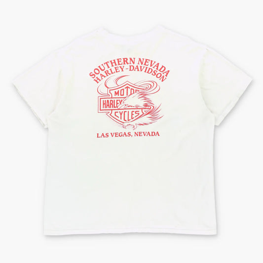 Vintage HARLEY DAVIDSON Las Vegas "American Legends" Wolf & Motorcycle Distressed Single Stitch Tee USA Made (XL) ***COCO Vintage Sole Melbourne