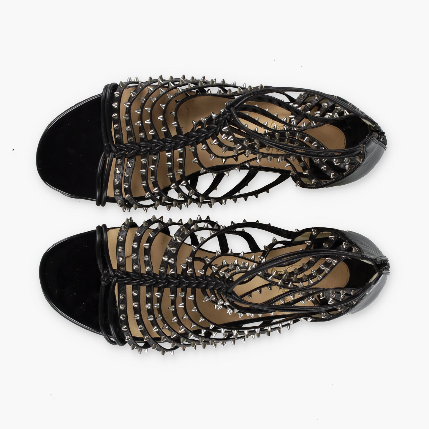 CHRISTIAN LOUBOUTIN Italian Made 'Millaclou' Spike Studded Strappy Flat Sandals (36.5)