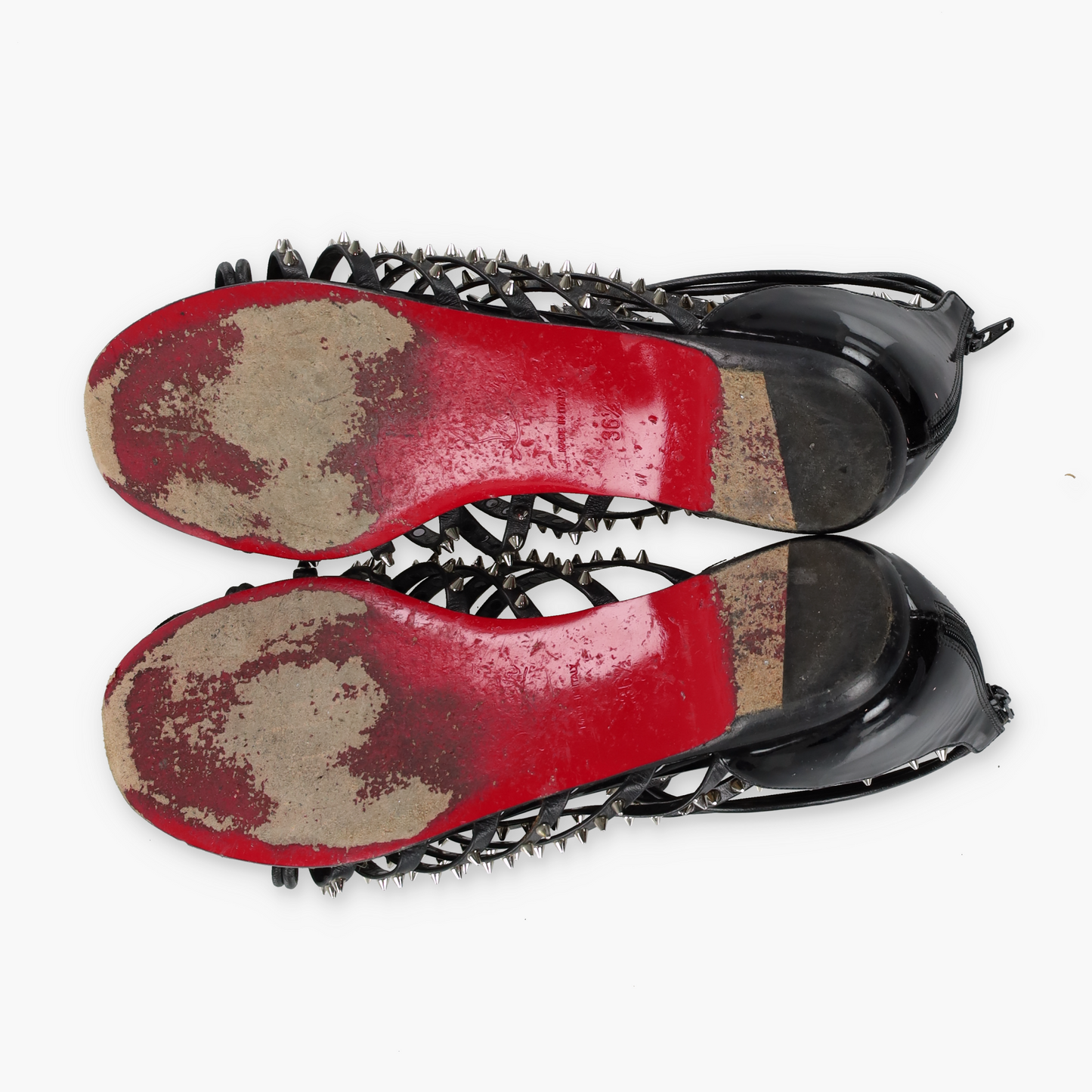 CHRISTIAN LOUBOUTIN Italian Made 'Millaclou' Spike Studded Strappy Flat Sandals (36.5)