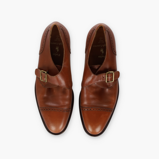 RALPH LAUREN POLO Brown Oxford Monk Strap Leather Shoes (9.5)