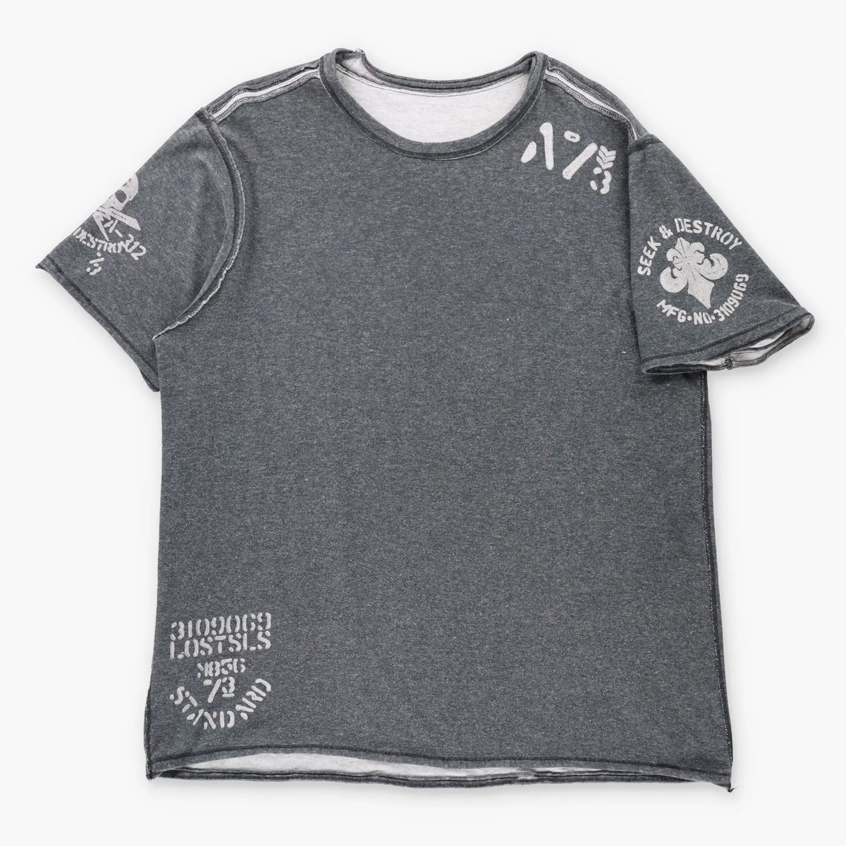 Vintage AFFLICTION Reversible Grey Chain & Cog Skulls Y2K T-Shirt (XXXL)