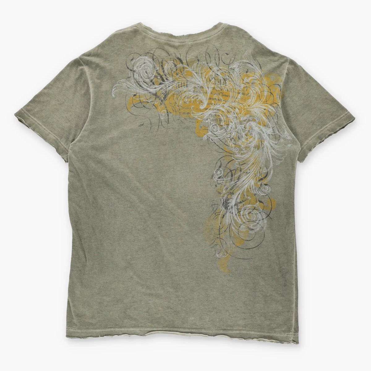 AFFLICTION Vintage Embroidered Spell Out Logo Grim Reaper Pale Green Y2K Tee (L-XL)