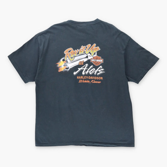 Vintage HARLEY DAVIDSON Clown Flaming Dice Motorcycle T-Shirt (XL)