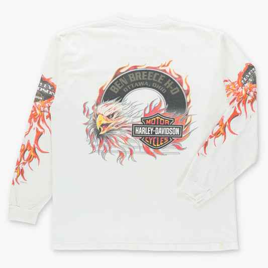 Vintage HARLEY DAVIDSON Double Sided Y2K Flame Graphic Long Sleeve Tee (XL)
