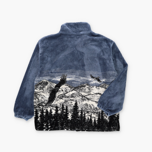 Mountains & Birds Canadian Made NORTHERN LIFESTYLES All Over Fleece Jacket (XL)