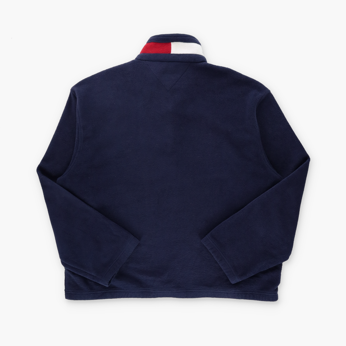 TOMMY HILFIGER Flag Collar Embroidered Logo 1/4 Zip Blue Fleece Sweatshirt (XXL-XXXL)