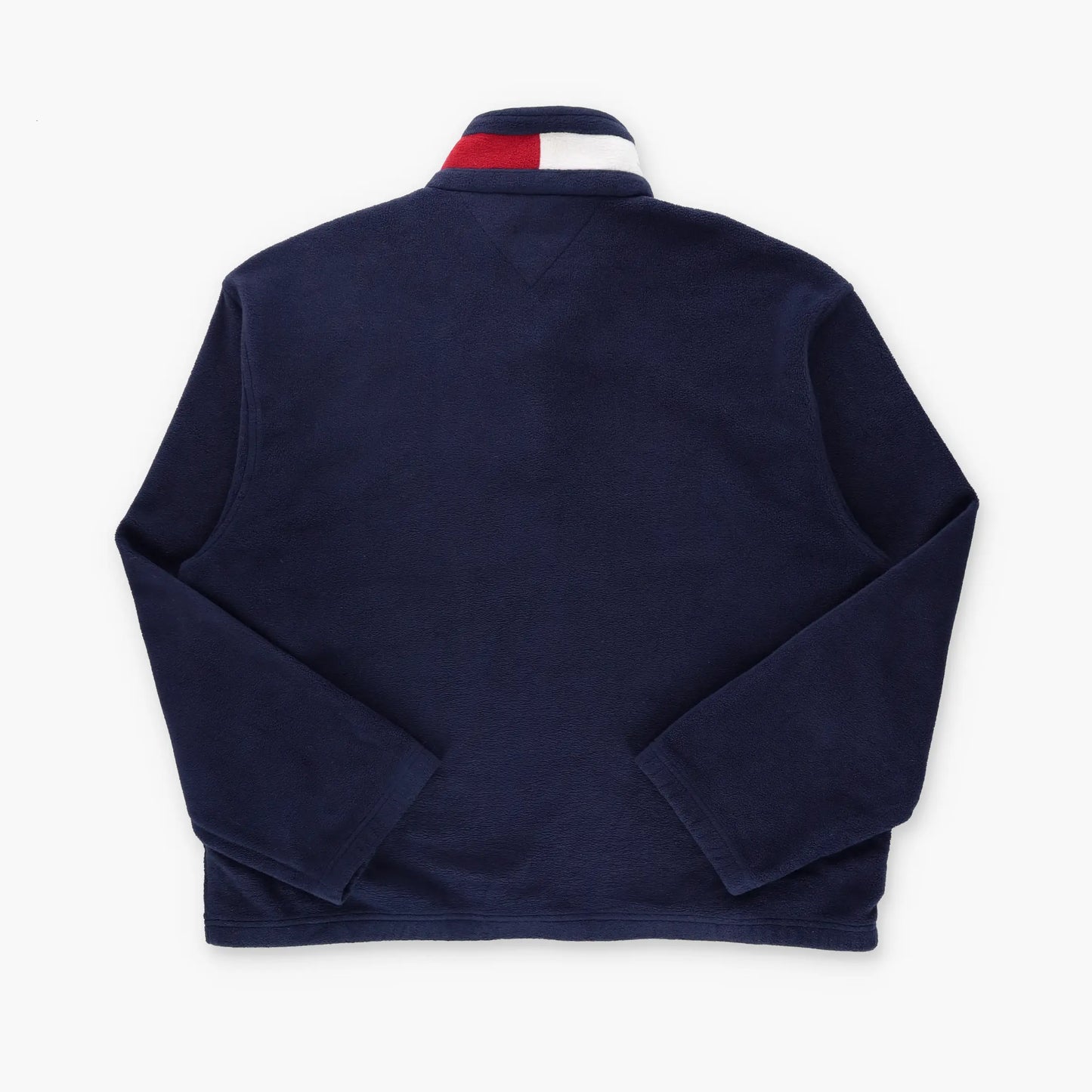 TOMMY HILFIGER Flag Collar Embroidered Logo 1/4 Zip Blue Fleece Sweatshirt (XXL-XXXL) Vintage Sole Melbourne