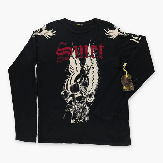 SMET Y2K Gothic Metallic Lettered Long Sleeve Tee With Original Tags (Men's L) Vintage Sole Melbourne