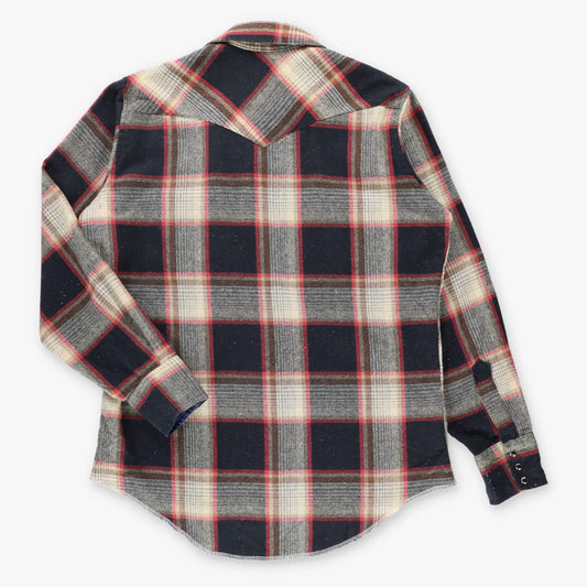 Vintage WRANGLER 'Cowboy Cut' Plaid Wool Blend Pearl Snap Long Sleeve Western Shirt USA Made (L) Vintage Sole Melbourne